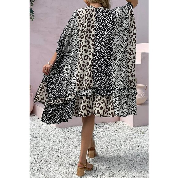 Boho Leopard Print Patchwork Beach Cover Up - Picture 5 of 5